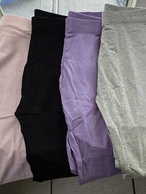 4pk Soft Leggings In Pink, Levender, Grey And Black. Girls Youth 8-10